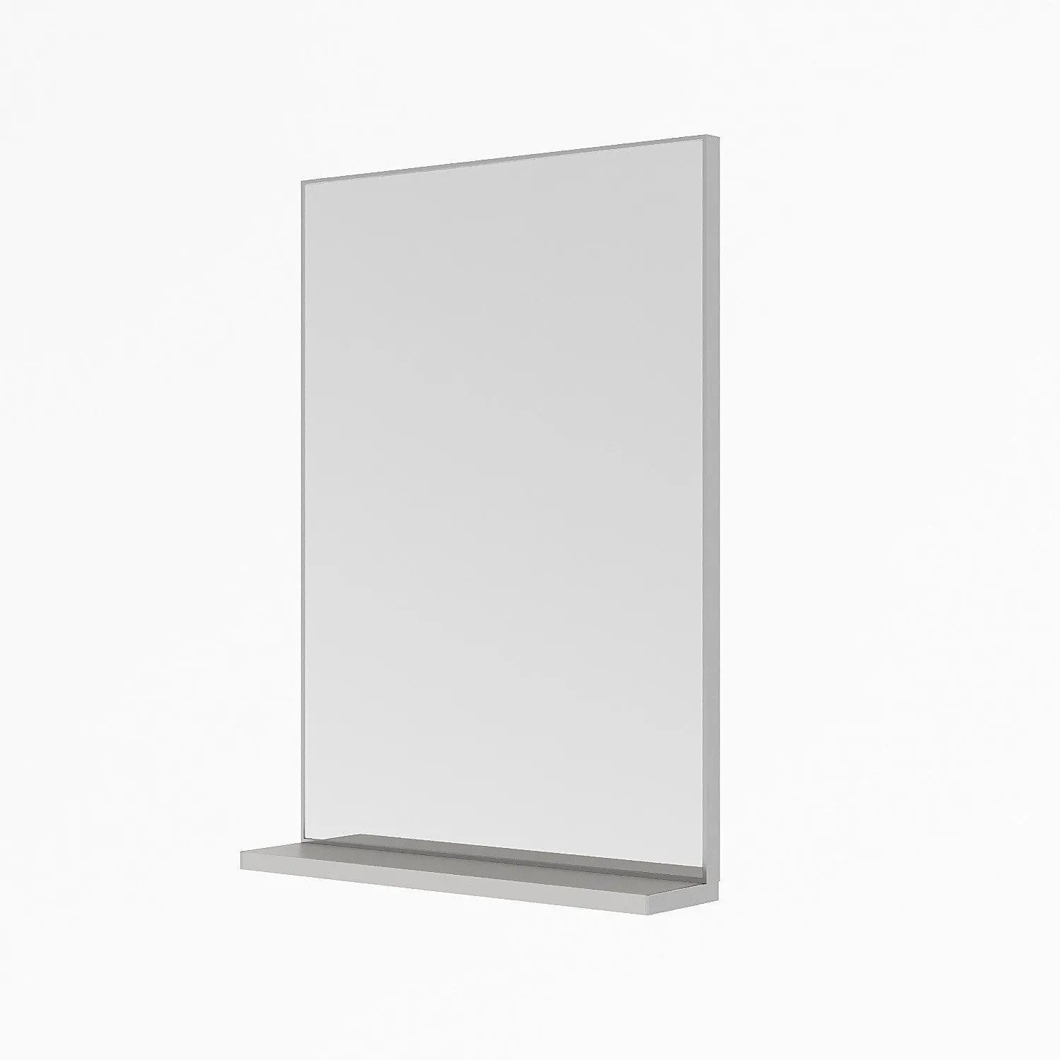 Aquabatos Badspiegel 50 x 70 cm mit Ablage und Aluminiumrahmen Silber matt