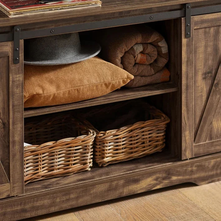 SoBuy FSB60-N Sideboard mit Schiebetüren 120 cm Natur
