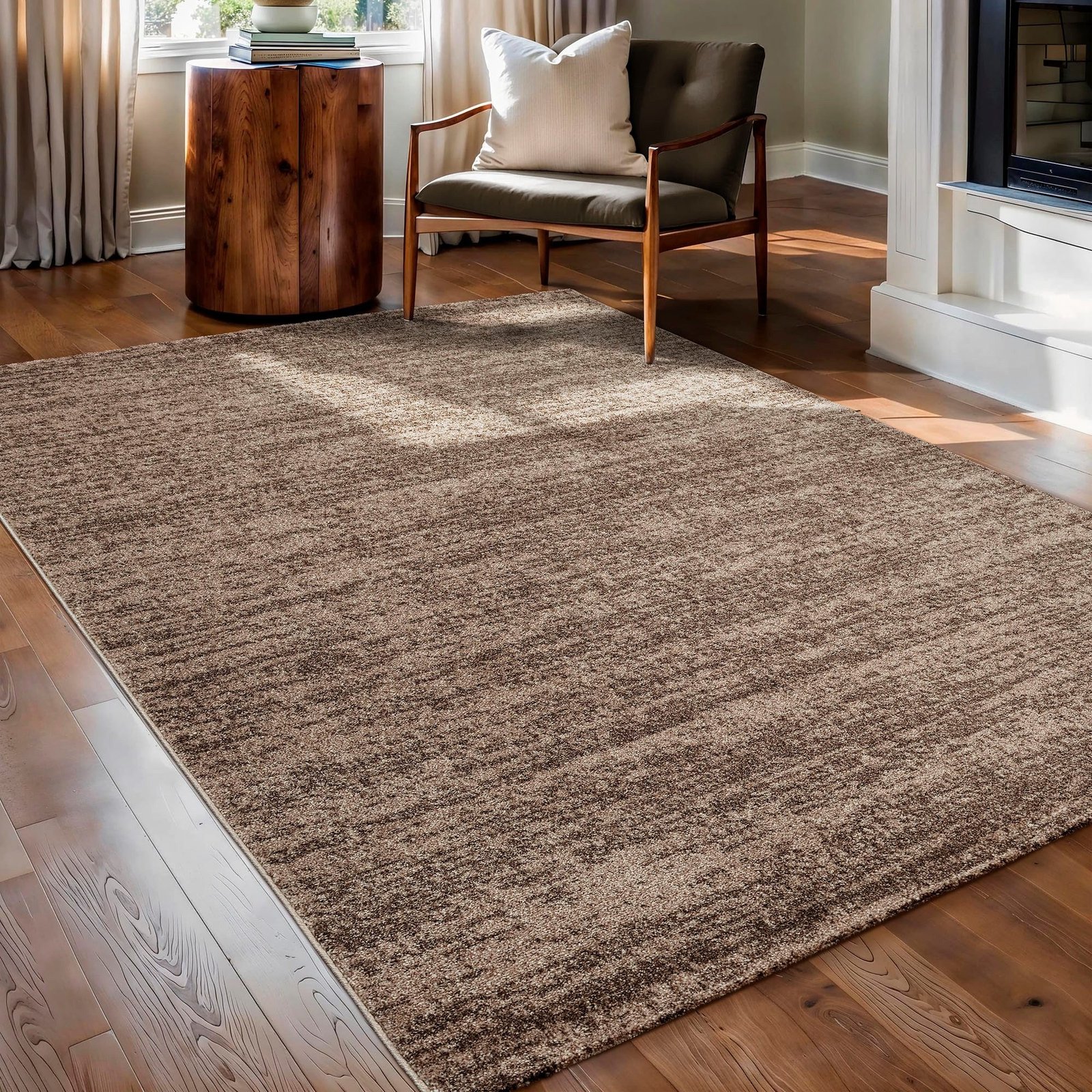 Sanat Oslo Kurzflor-Teppich meliert Braun 60 × 110 cm