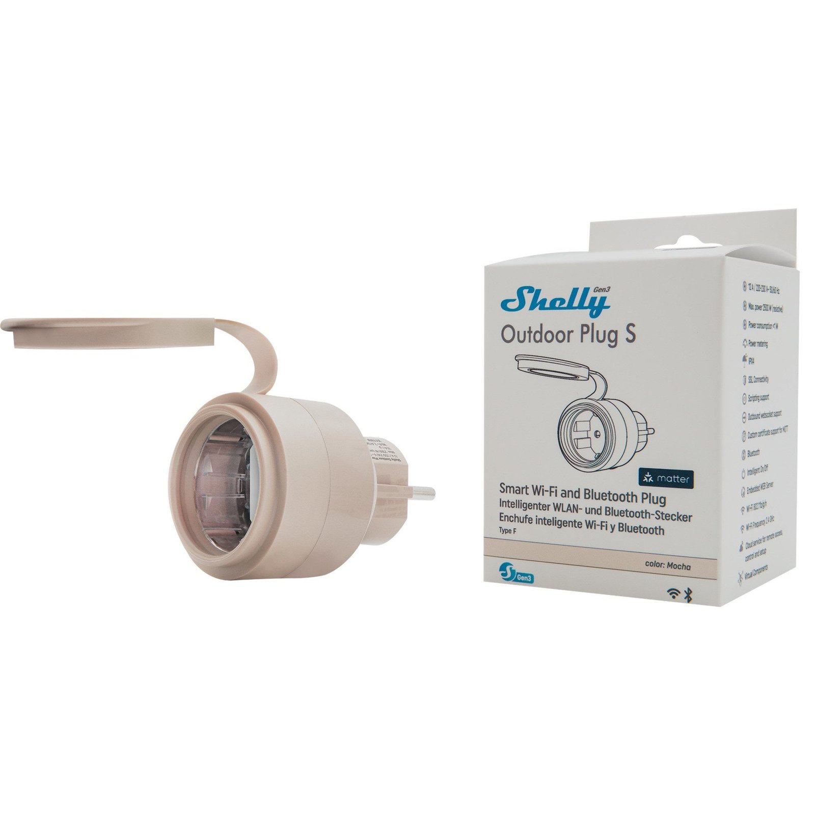 Shelly Outdoor Plug S Gen3 Smarte Outdoor-Steckdose 12 A