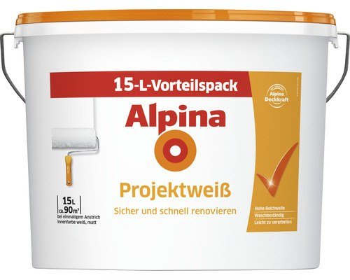 Alpina Wandfarbe Projektweiss matt 15 l