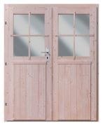 Karibu Doppelflügeltür 28 mm Fichtenholz mit Glas 152 x 183 cm (55336)