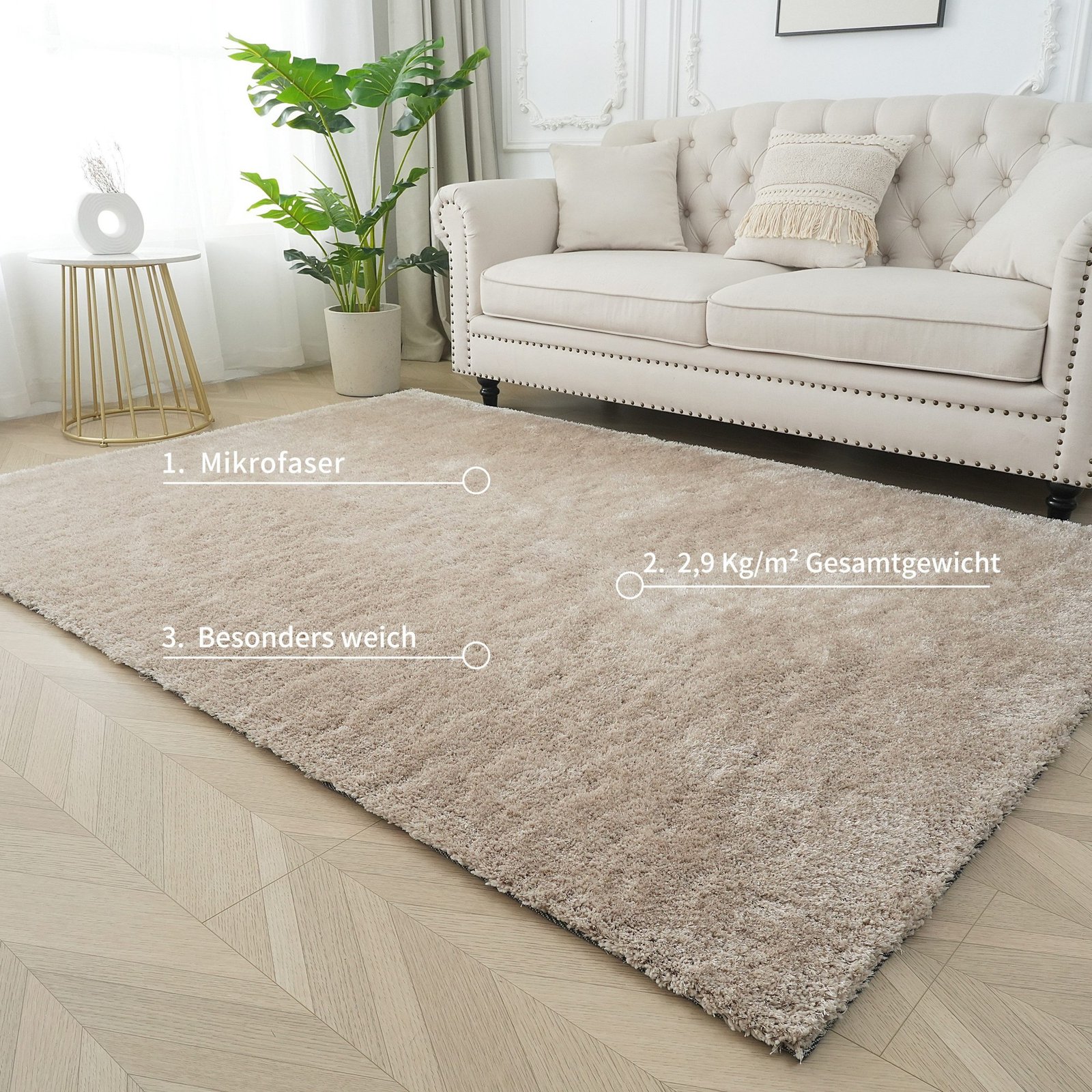 bruno banani Dana Teppich Kurzflor Beige 40 × 60 cm