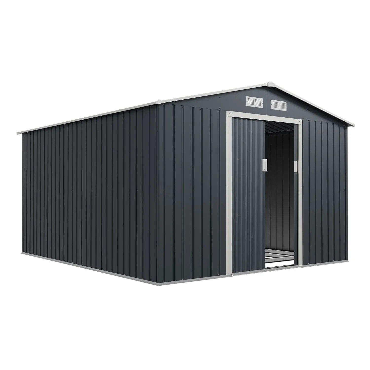 Juskys Metall-Gerätehaus XXL mit Satteldach anthrazit 15 m²