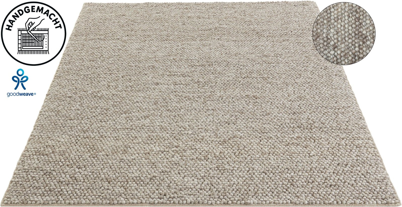 LeGer Home by Lena Gercke Ainhoa Wollteppich handgewebt Sand 60 × 90 cm