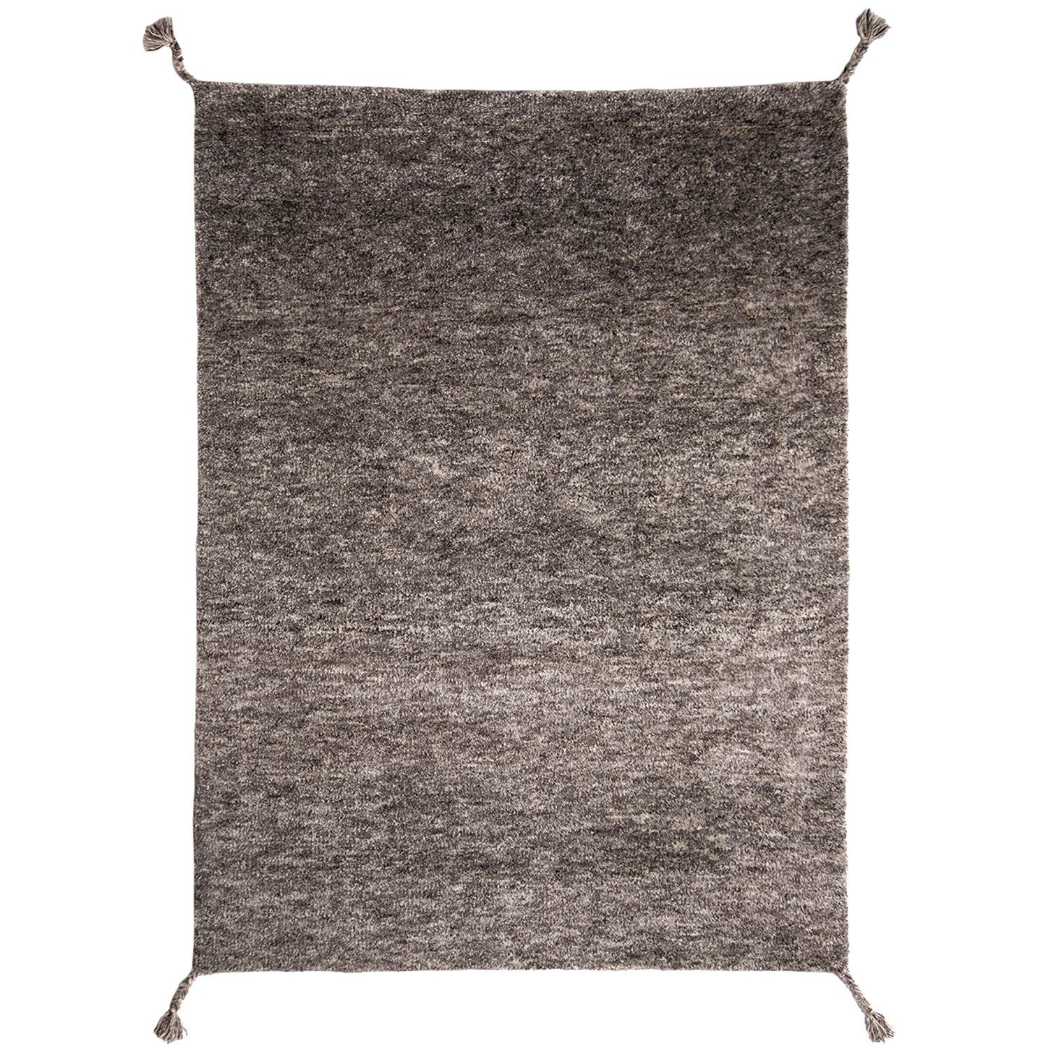 Woodnotes Uni Wollteppich Grau 140 × 200 cm handgeknüpft