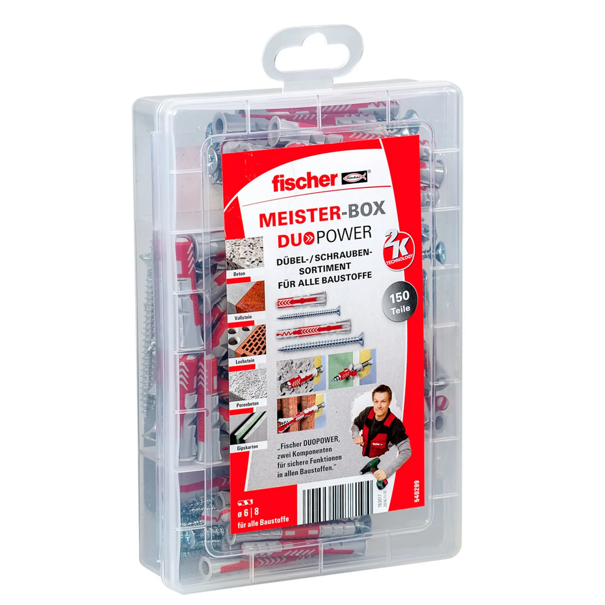 fischer Meister-Box DuoPower Dübel- und Schrauben-Box 150-teilig