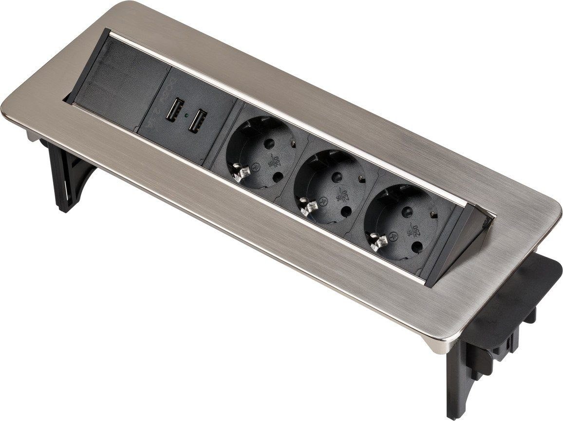 Brennenstuhl Indesk Power USB-Charger Tischsteckdosenleiste 3-fach mit 2 USB