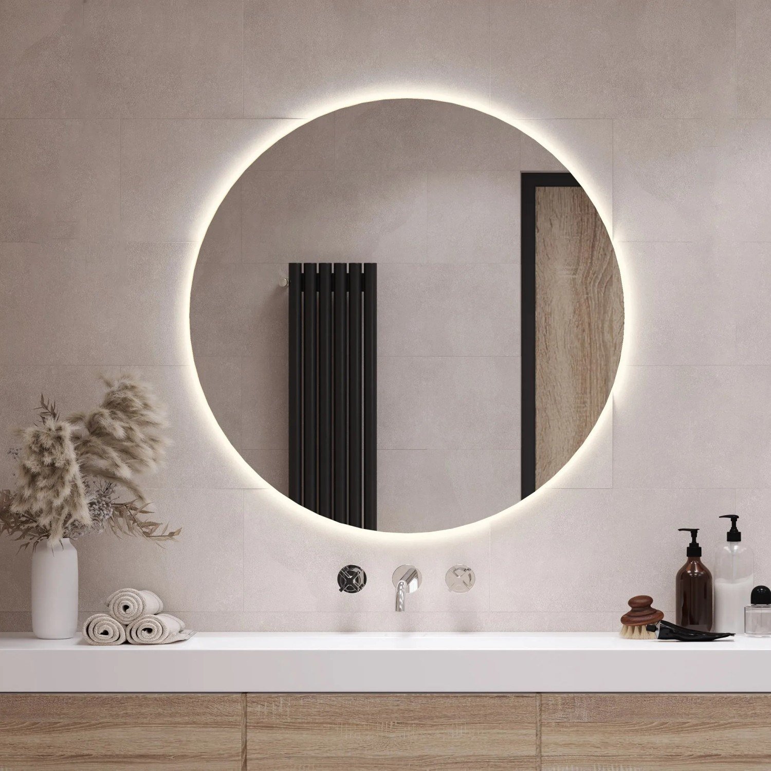 Tulup LED-Lichtspiegel rund Ø 100 cm Warmweiß 3000 K