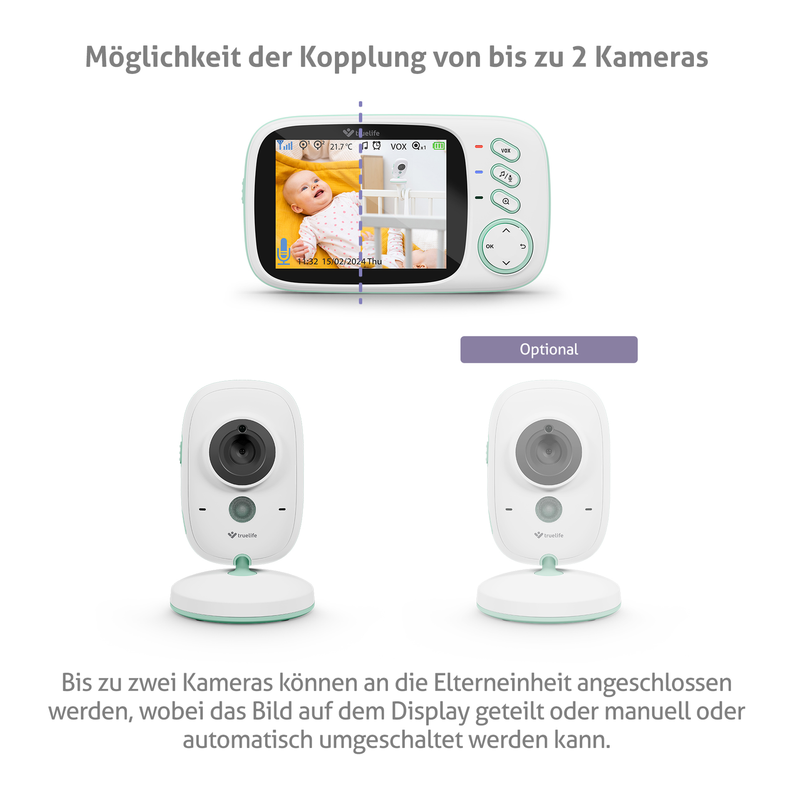 Truelife NannyCam H32 Pro Video-Babyphone mit Raumthermometer