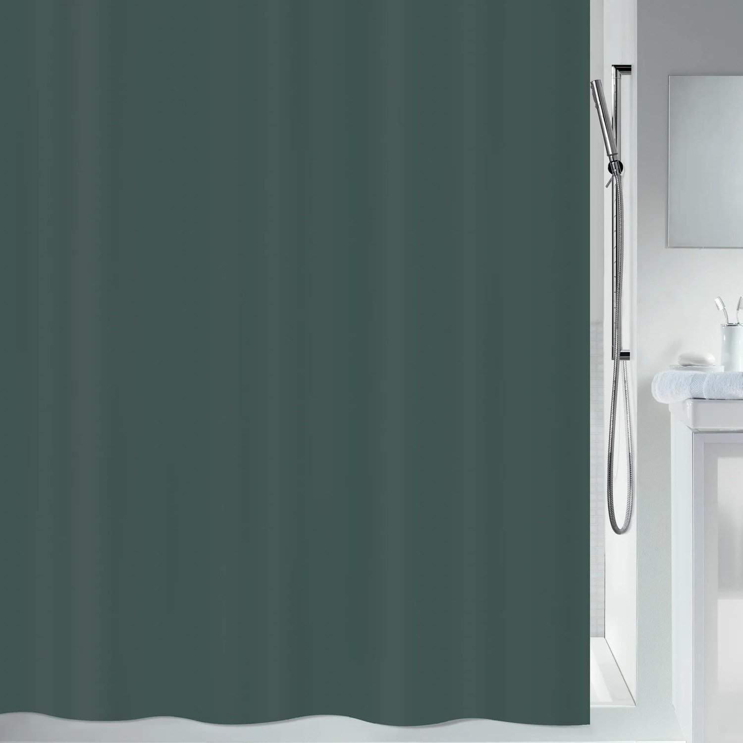 Spirella Primo Textil-Duschvorhang Dunkelgrün 240 x 180 cm