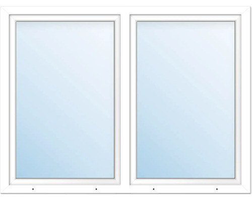 ARON Basic+ Kunststofffenster 2-flügelig 120 x 120 cm mit festem Pfosten dreifach verglast