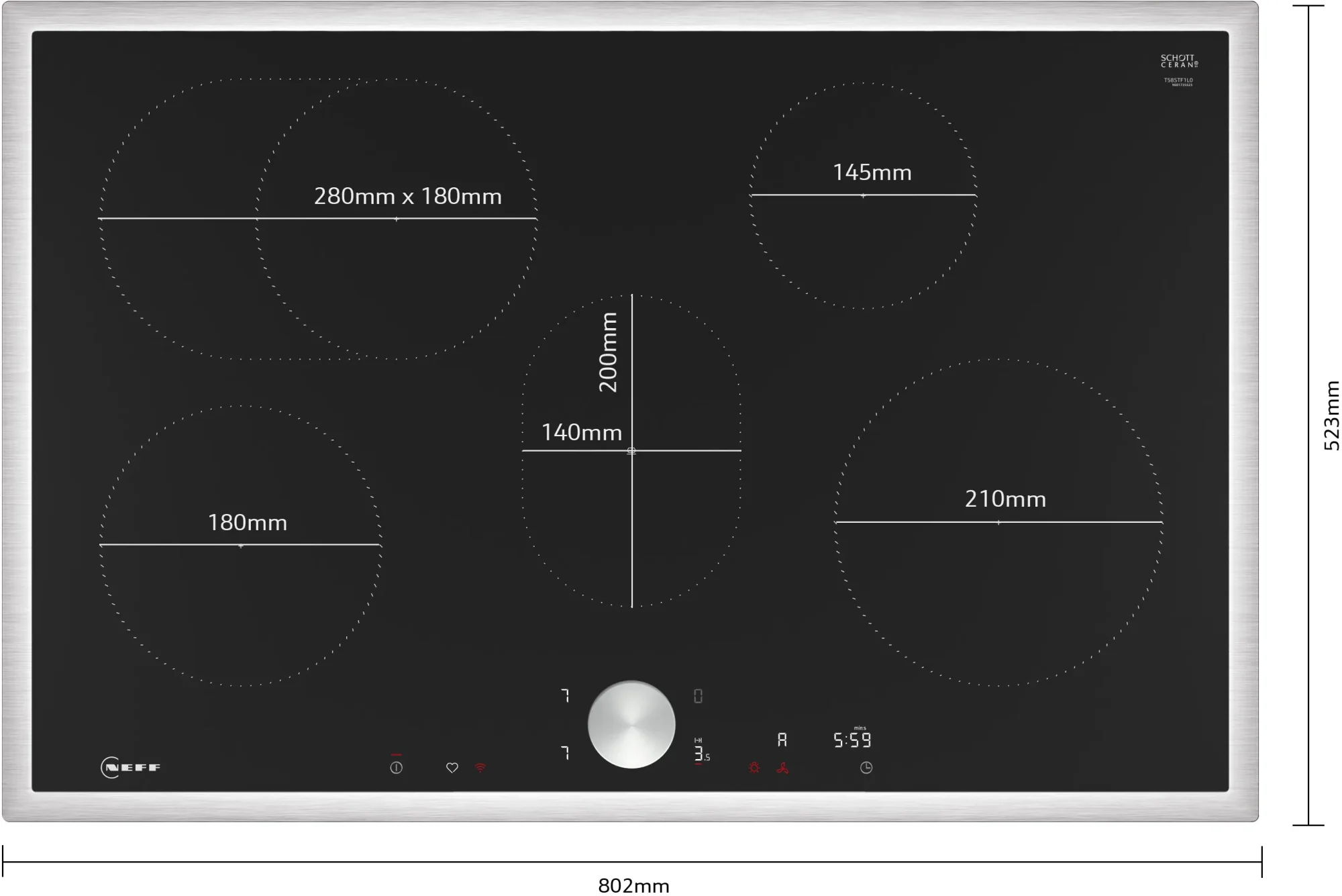 Neff N 90 T58STF1L0 Induktionskochfeld 80 cm mit TwistPad