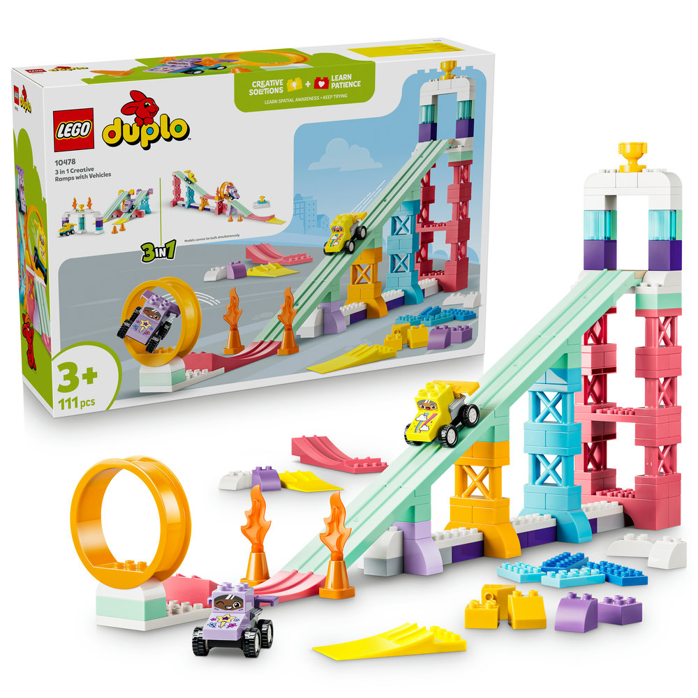 LEGO DUPLO Kreative Sprungschanzen mit kleinen Flitzern 10478 3-in-1-Set