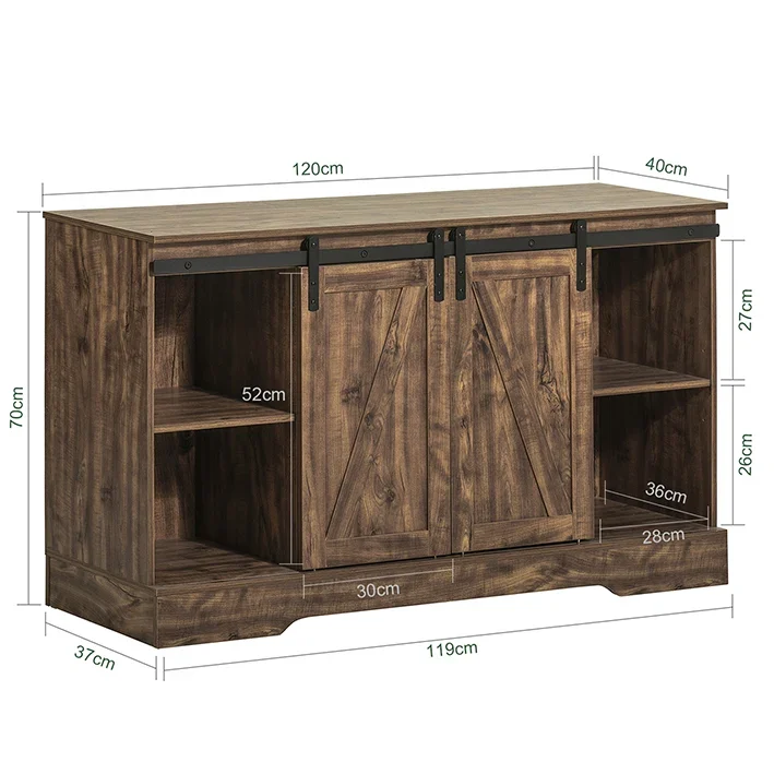 SoBuy FSB60-N Sideboard mit Schiebetüren 120 cm Natur