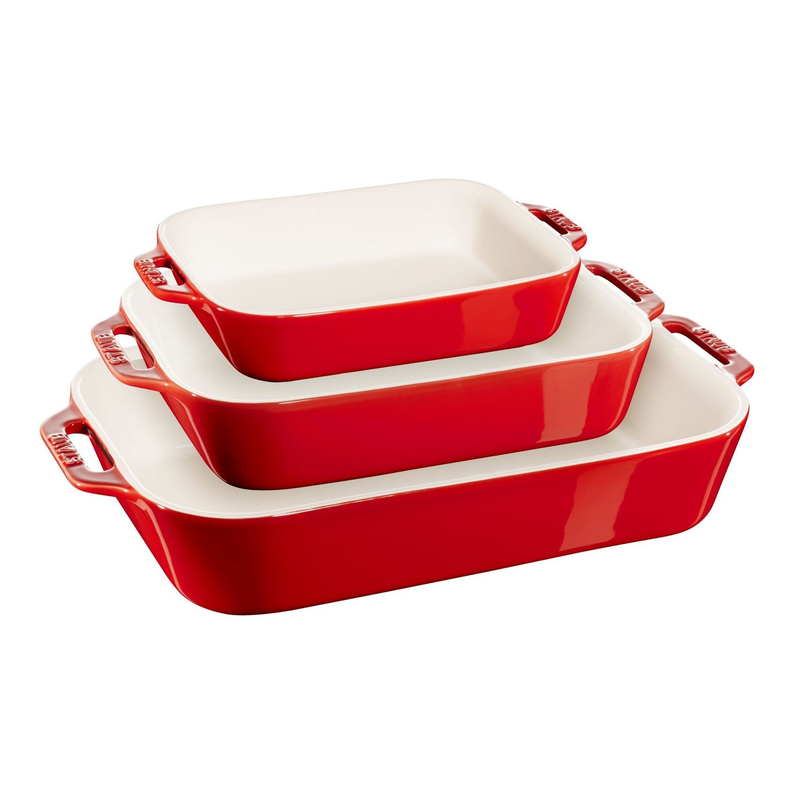 Staub Ceramique Ofenformenset 3-tlg. rechteckig Keramik Kirsch-Rot
