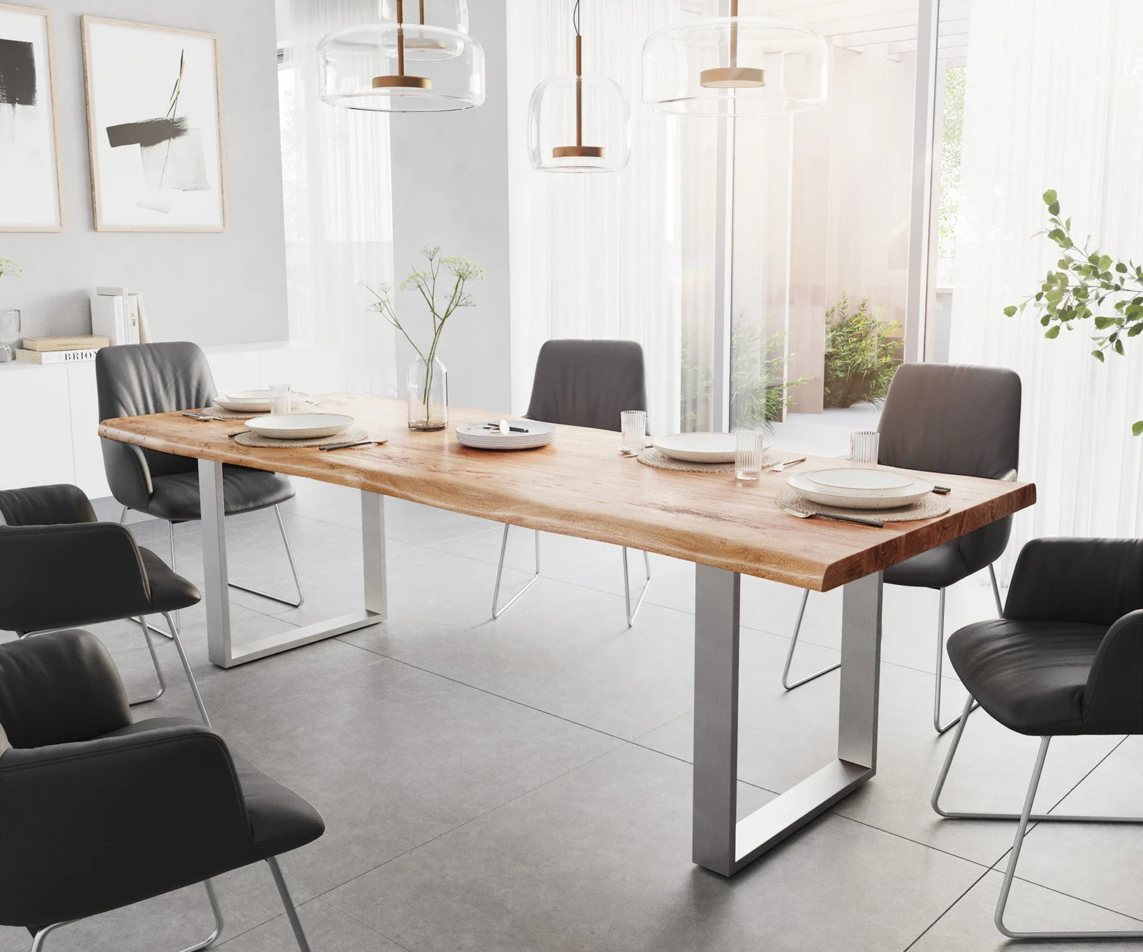 DeLife Baumtisch Live-Edge Esstisch 260 × 100 cm Akazie