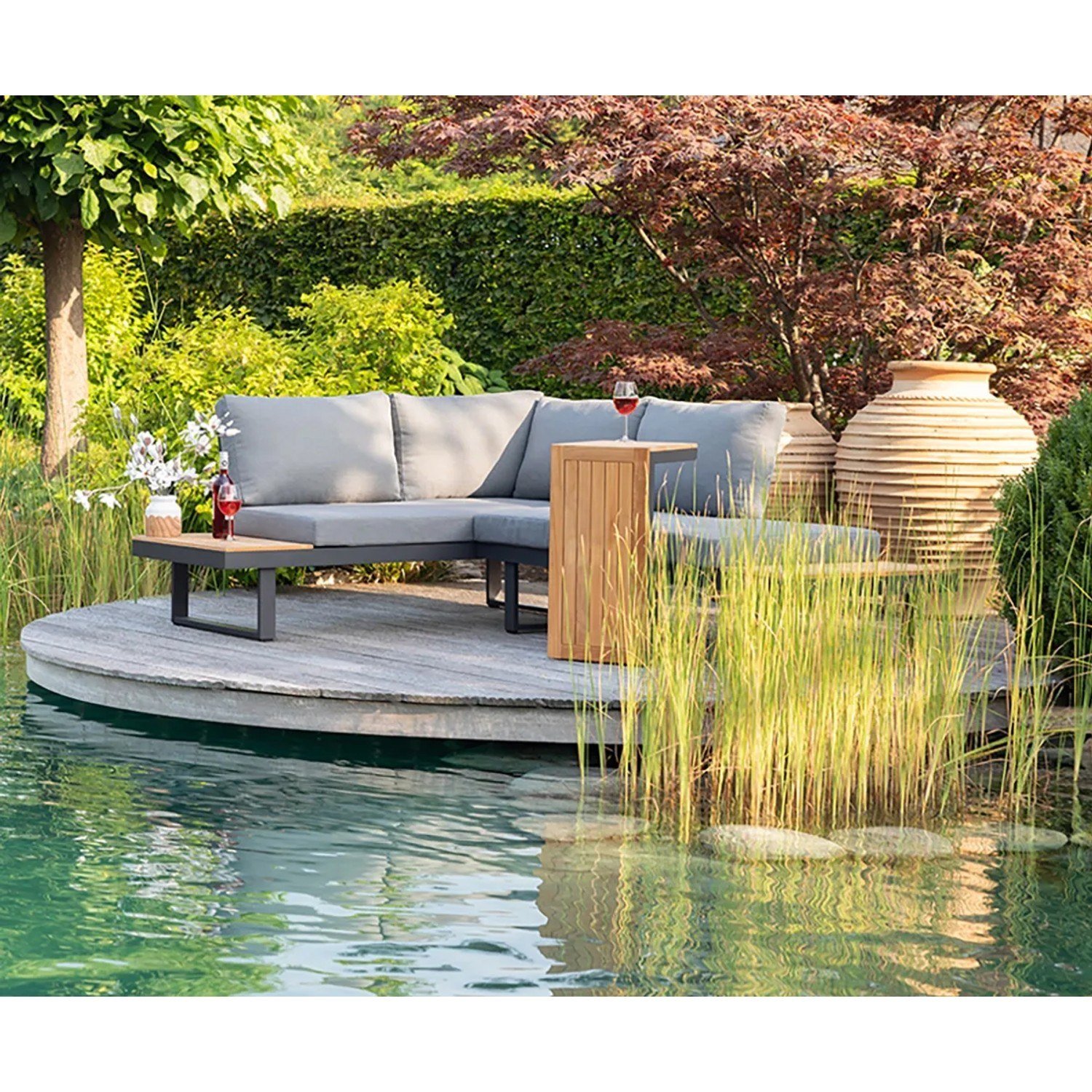 Greemotion Lounge-Set Samara 3-teilig Akazienholz Aluminium-Gestell
