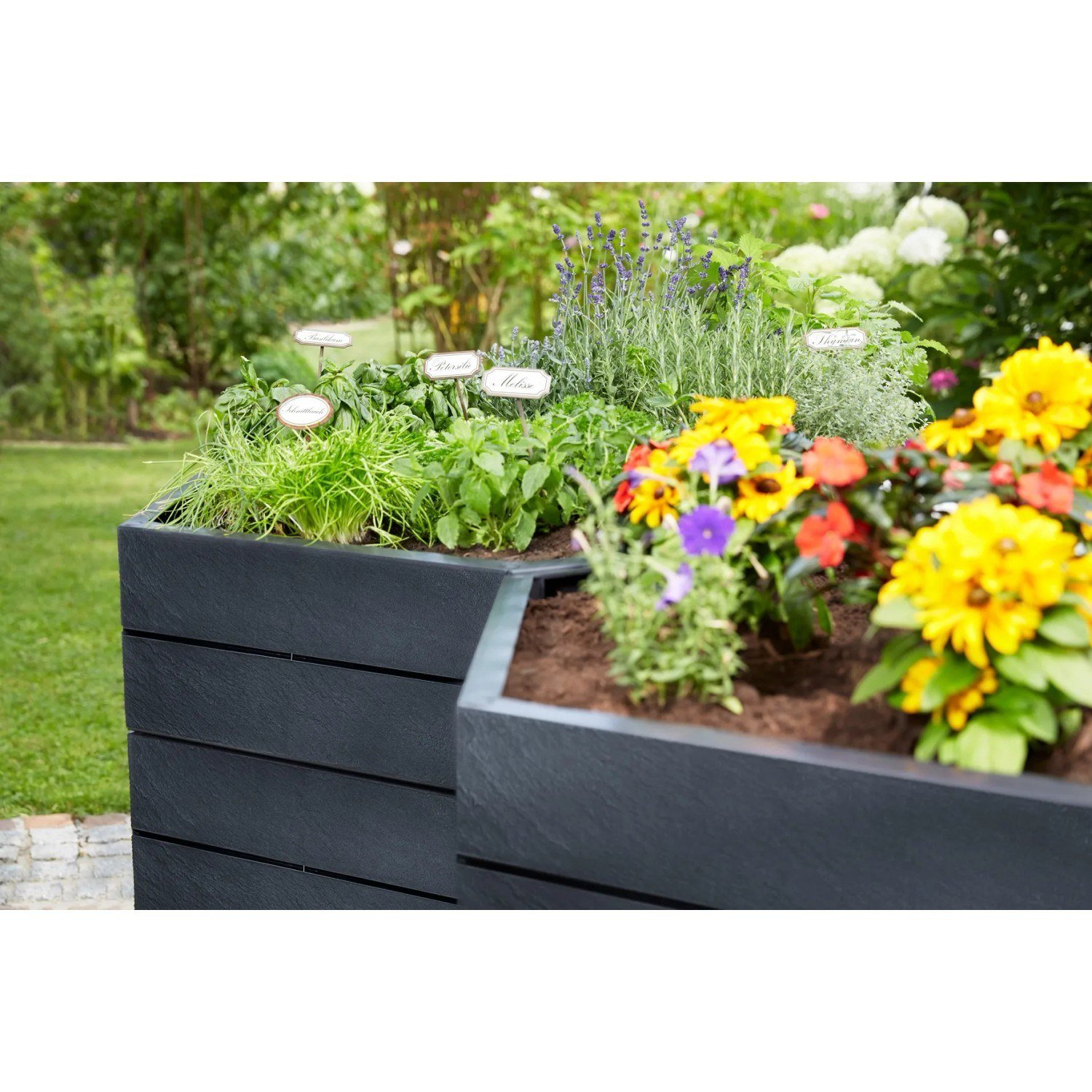 Garantia Ergo L 75 Stone Rundes Hochbeet Recyclingkunststoff Ø 110 cm