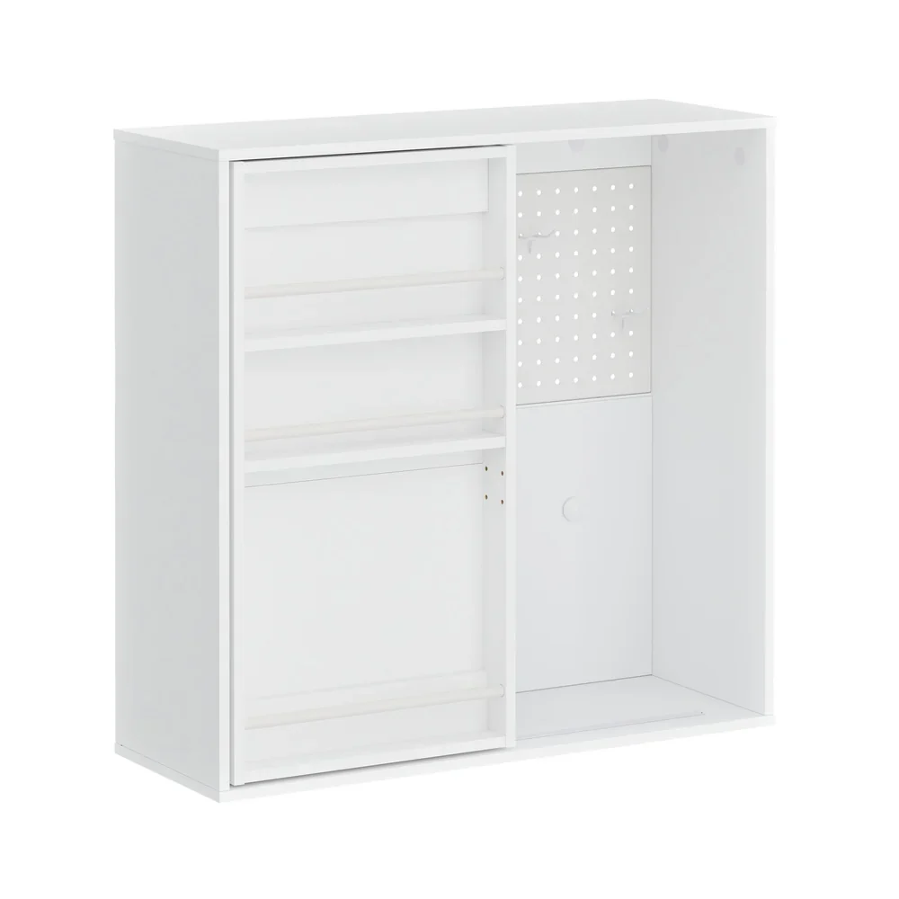 SoBuy STR16-W Wandregal mit Tür und Whiteboard 70 cm weiß