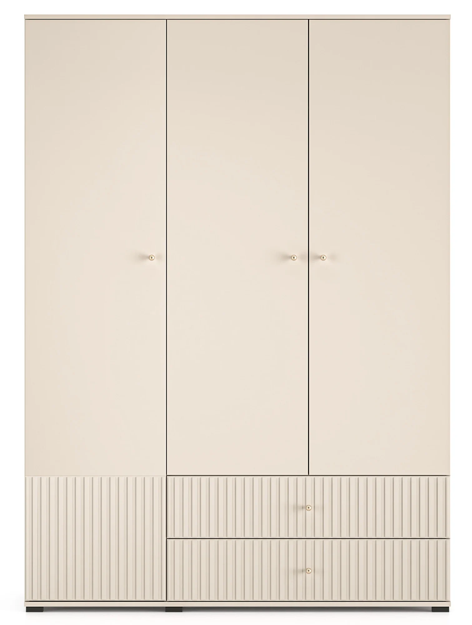 Selsey Caletto Drehtürenschrank 150 cm mit zwei Schubladen und Lamellen, beige