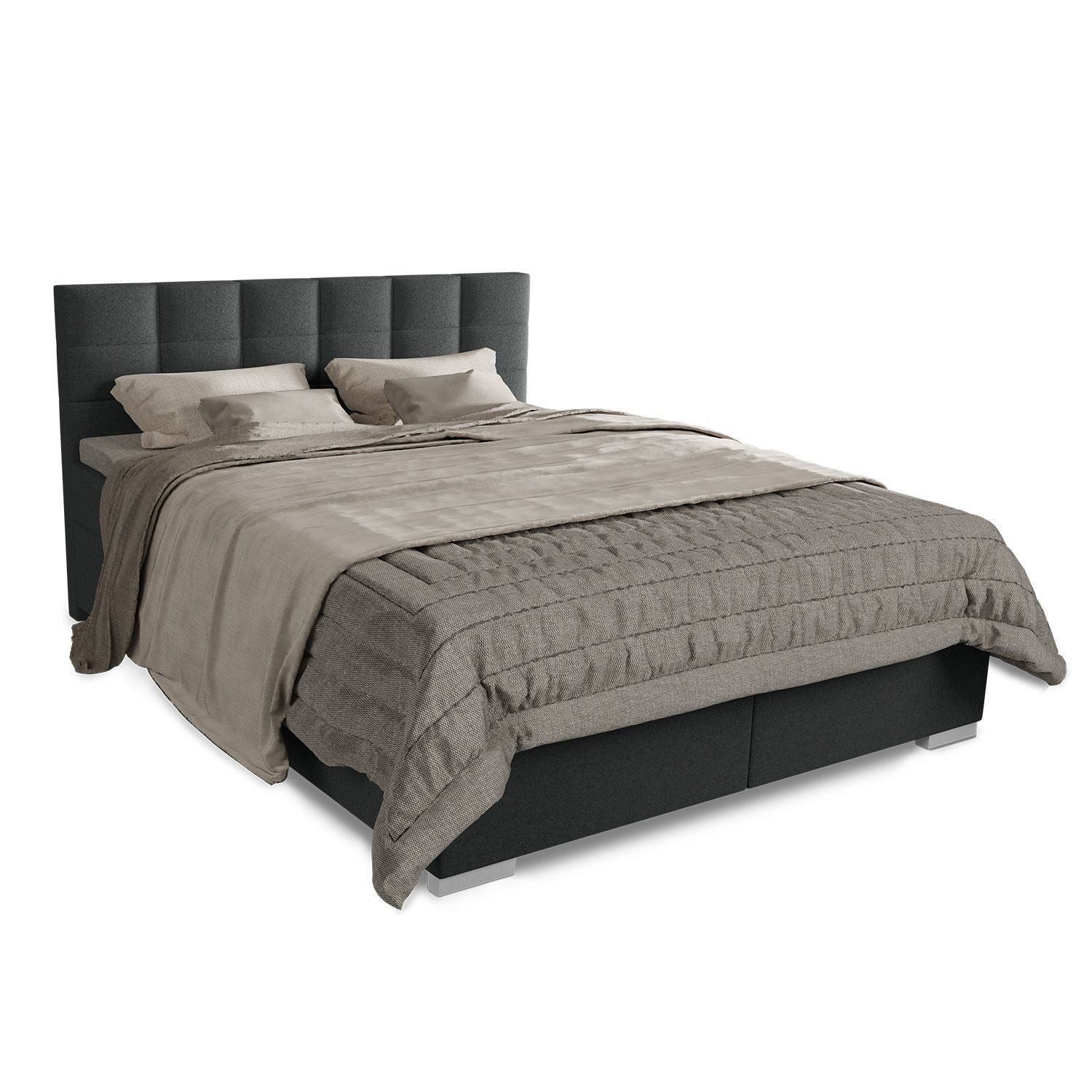 Juskys Seattle Boxspringbett 180 × 200 cm mit Topper und Federkern